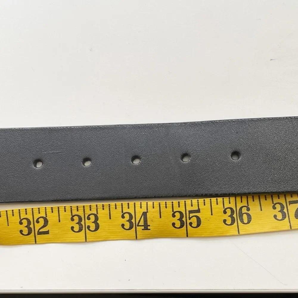 Vintage Leatherock Black Leather Belt with Silver gray stone Accents